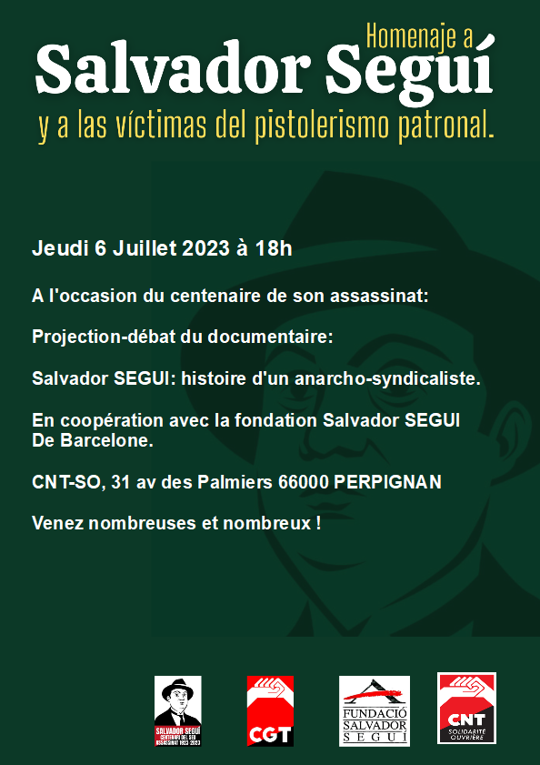 Soirée « HOMMAGE à SALVADOR SEGUI » le 06/07/23 à 18h au 31 av. des Palmiers – 66000 Perpignan